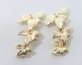 4 pc - 25x15mm - 3 Leaf Pendant Charm Dangle Connector, Gold - PC-0272