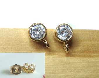 One Pair EP-0122 14K Gold Filled 3mm Round Bead with Silicone Insert and Post Ear Back Included