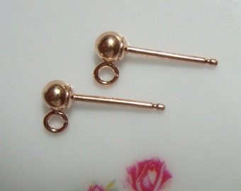 One Pair EP-0122 14K Gold Filled 3mm Round Bead with Silicone Insert and Post Ear Back Included