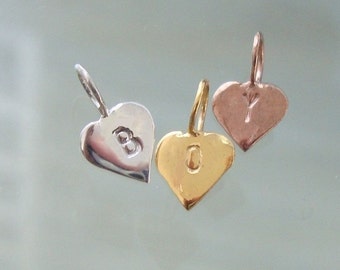 5 pcs, Sterling Silver Tiny Heart Charm Pendant, Minimalist  Collections,PC-0112