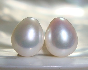 2 10 20 pcs, Freshwater Pearl, AAA Fresh Water Pearl,Half Drilled, Creamy White Tear drop briolette Pearl, 9-10x7-7.5mm