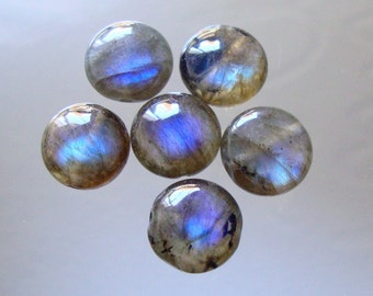 AAA,  4 Inch strand, 10mm, Firey Blue Green Flash Labradorite Smooth Coin Beads