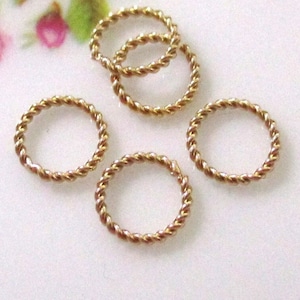 10 pcs, 20.5ga gauge, 6 mm, 1/20 14K Gold Filled Twisted Closed Jump Ring