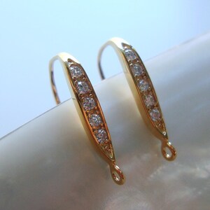 2 piezas, 17 x 10 mm, alambre francés para pendientes de plata de ley 925 y oro de 18 quilates con circonita cúbica, accesorios para pendientes, EW-0033