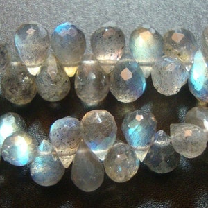 1/2 strand, 4 inch strand, 41-42 beads, 5-6x3-4mm, Firey Blue Green Flash Labradorite Lovely Baby Faceted Teardrop Briolettes, LT1 image 2