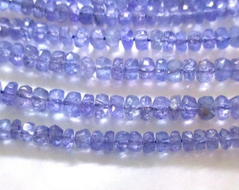 4 Inch strand, 3-3.5mm, Organic Cut Periwinkle Genuine Tanzanite Faceted Rondelle, B-0171