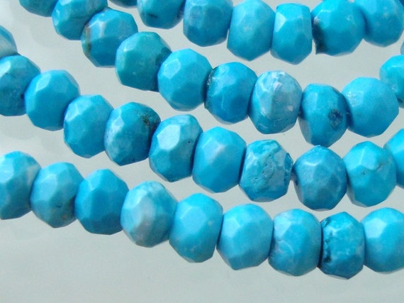 Turquoise Micro Faceted Rondelle Beads, 1/2 Strand - 8 Inch Strand - 4x2mm