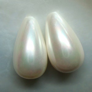 5 pairs, 10x18mm, So Beautiful, Half Drilled, Lovely Pink Mint Tone on Tone White South Sea Shell Pearl Teardrop Briolette, SP-0007-RB