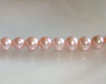 8"-16" strand, Sweetest Pink Mauve Genuine Fresh Water Pearls, Off Round 5-6mm Freshwater Pearl, Lustrous Freshwater Pearls