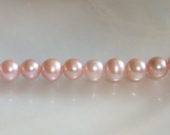 3 pearls, Sweetest Pink Mauve Genuine Fresh Water Pearls, Off Round 5-6mm Freshwater Pearl, Lustrous Freshwater Pearls