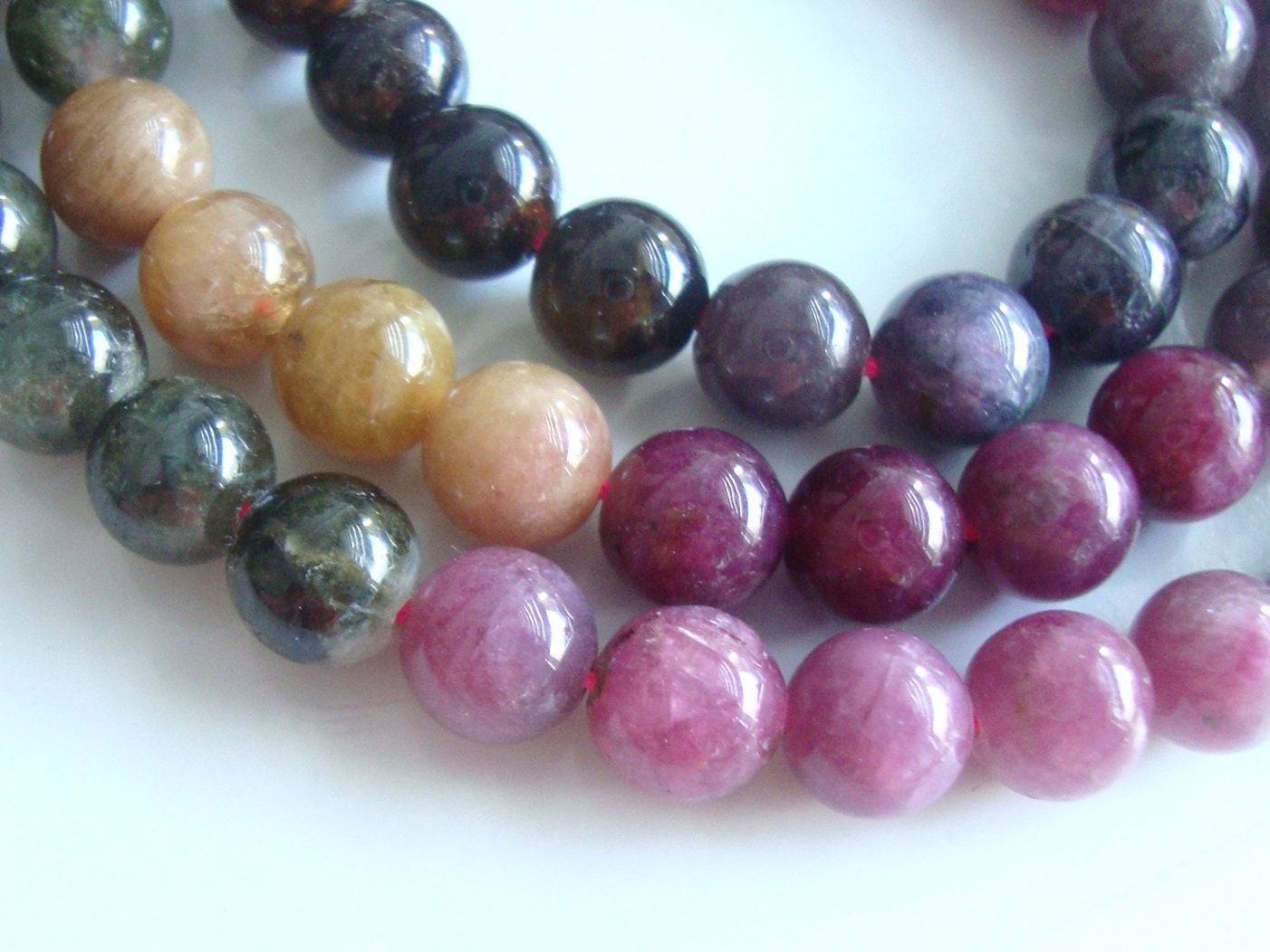 1/2 strand, 8 Inch, 6.5mm, Natural Tourmaline Round Smooth Beads, TM1