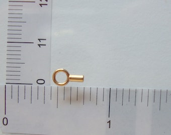 4 pcs, 8x4mm, hole ID 1.1mm, 14K Gold Filled Crimp Endcap with Ring, CC-0032GF