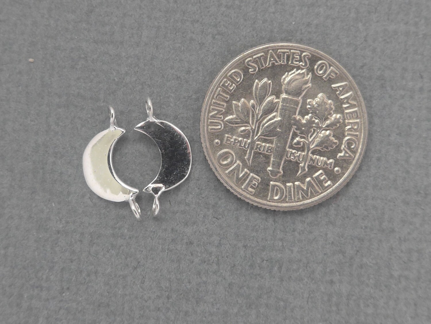 4-10pcs, 12x6mm, Tiny Solid 925 Sterling Silver Crescent Moon