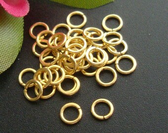 25 pcs, 4mm, 21ga gauge, 24K Gold Vermeil Sterling Silver Open Jump Ring