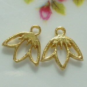 7x8mm, 18K Gold Sterling Silver Tiny Lotus Petal Flower Small Pendant, Earring Findings, Chandelier, link, PC-0088