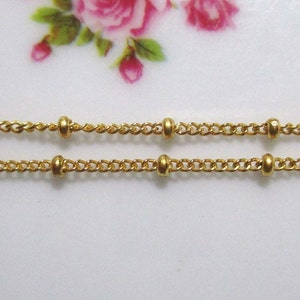1/20 14K Gold Filled Satellite Curb Chain with 2mm Beads, chain by the foot make in USA