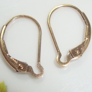 2 pairs, 16X10 mm,  14K Gold Filled Plain Leverback Interchangeable Earrings Findings, secure closures,Hallmarked - EW-0027
