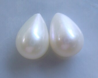 12-13x9.5-10mm, Fresh Water Pearl, Freshwater Pearl Teardrop Briolette, half drilled, top drilled,aaa