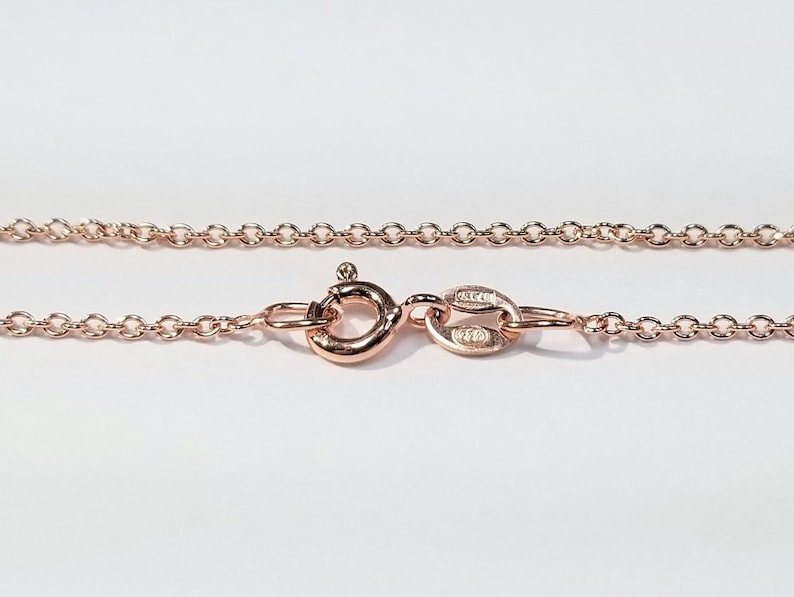 18in 1 pc 1.3x1.7mm 45cm Rose Gold Sterling Silver Cable Finished Chain with Spring Clasp