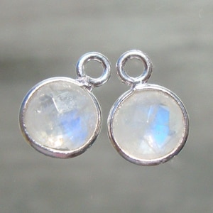 5, 10 pcs, 10x7mm, 6mm Moonstone Sterling Silver Bezel Rim Pendant Charm, June Birthstone, 06