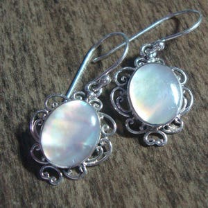 Reduced from 26.00, Mother of Pearl earring,  925 Sterling Silver Earrings