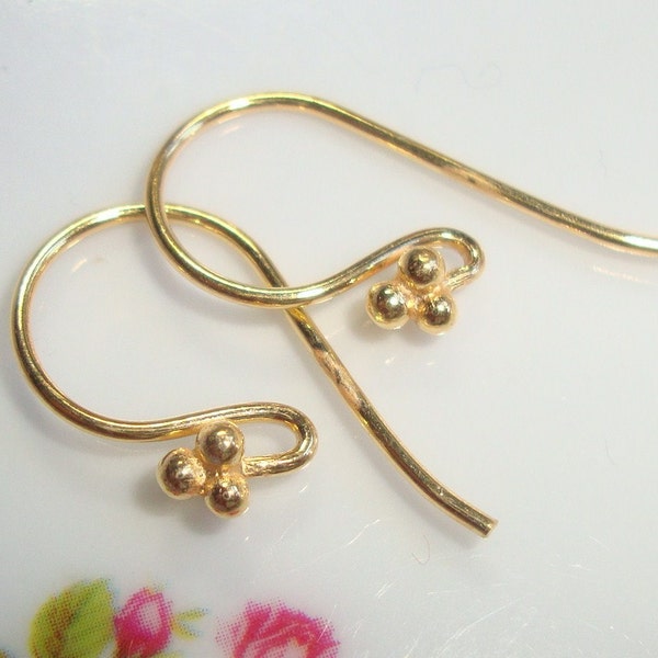 5 paires de crochets d'oreilles en forme de boule, or vermeil, français, boucles d'oreilles, 21 x 10 mm, fil de calibre 20, EW-0002