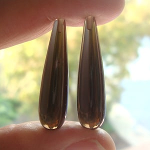8x30mm, Smoky Quartz Smooth Teardrop Briolette, Top Drilled, Half Drilled, AA+ Quality, Designer Pieces, GS-0068