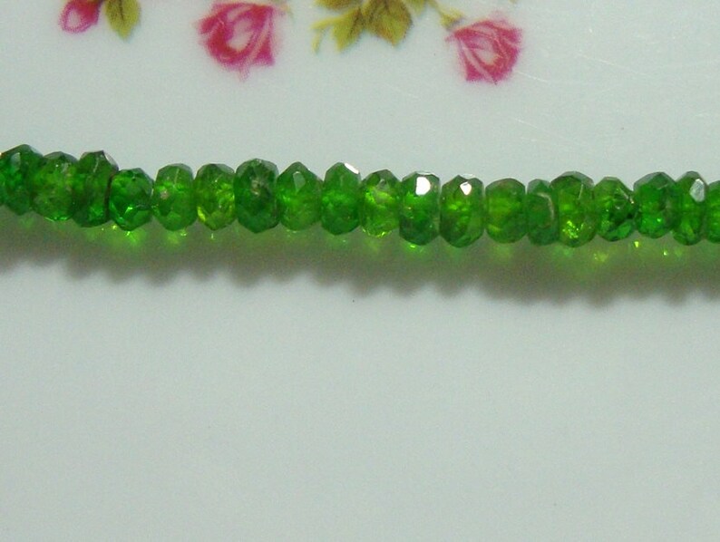 3 mini strand, 31-32 beads, 3.5-4mm Organic cut Chrome Diopside Faceted Rondelle Bead image 3