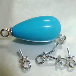 SAVE, BULK 100 pcs, 7x3mm, 925 Sterling Silver Cup and Peg Drop, For Half drilled pearls and beads