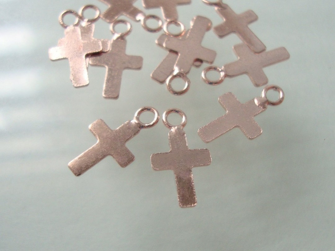 Rose Gold Over Sterling Silver Small Tiny Cross, 10x6mm, 10 Pcs,pc-0097 ...