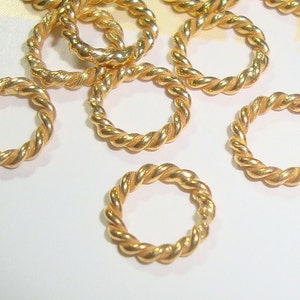 10 pcs, 6mm, 18ga gauge, Handmade Gold Vermeil Twisted wire closed Jump Ring, Spacer image 1