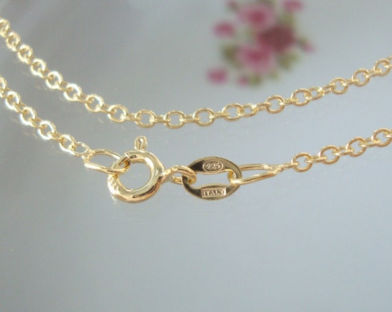 1 Pc, 2x1.7mm 16in, 40cm, 18K Gold Plate Sterling Silver Finished 
