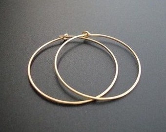 2 piezas de alambre de 35 mm y calibre 20, pendientes de aro artesanales de vermeil de oro de 24k