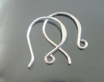 Bulk 10 pcs, 18x10mm, 20.5 gauge, 925 Sterling Silver Small Hammred French Ear Wire, EW-0093
