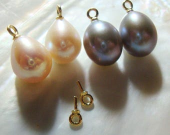 3 pcs, 7x2mm,18K Gold over 925 Sterling Silver Cup and Peg Drop, For Half drilled pearls and beads