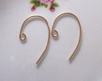 2 unidades, 12 x 20 mm, gancho para oreja en forma de clave de fa chapado en oro de 14k, calibre 20,5, EW-0073-S