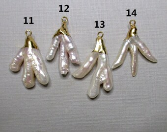 Biwa Keshi Stick Pearl Pendants, Pearl Iridescent Fresh Water Pearl, Freshwater Pearl Multi Bar Pendant Charm, P-0293