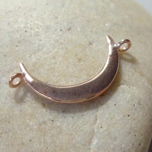 1 pc, Rose Gold 925 Sterling Silver Crescent Moon Double Link, Half Moon Pendant Connector, Beautiful Quality, High Polished, PC-0016D