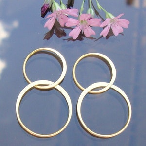 Bulk 10 pcs, 32mm, 24K Gold Vermeil over Sterling Silver Handcrafted Organic Hammered 2 circles Link, Lucky 8, CC-0448