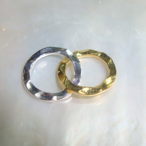 2 pcs, 18K Gold over Sterling Silver Hammered 2 circles Link