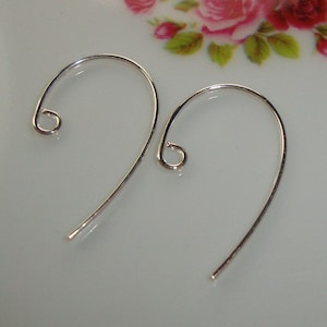 Sterling Silver Bass Clef Ear Wire, Simple Ear Wire,Bulk 20 pcs 20x12mm 20 gauge EW-0025 image 2