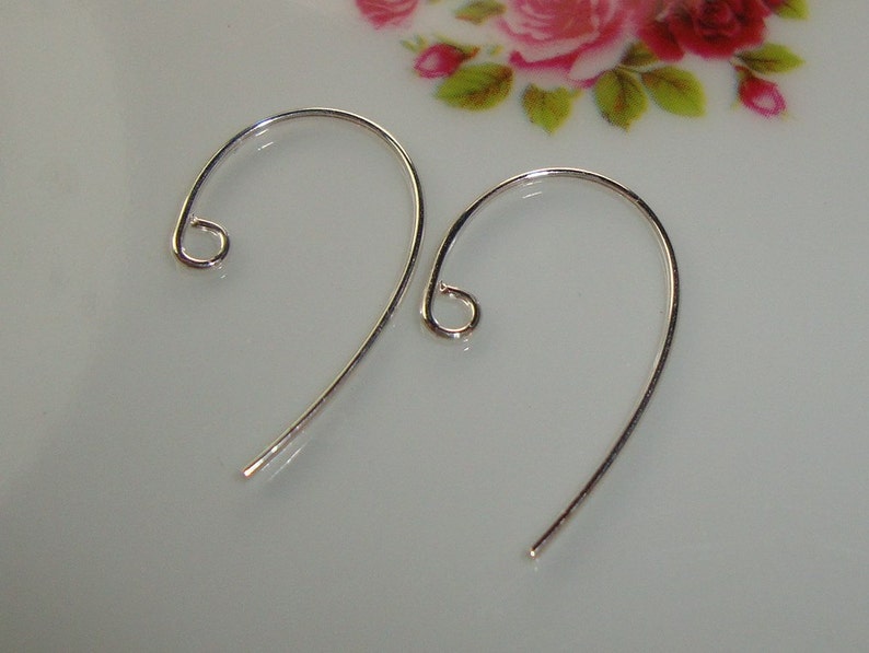 Sterling Silver Bass Clef Ear Wire, Simple Ear Wire,Bulk 20 pcs 20x12mm 20 gauge EW-0025 image 2