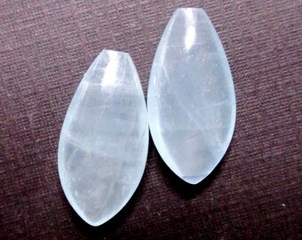 One pair, 10x20x6mm, AA+ Aquamarine Half Top Drilled Marquise Drops, March BirthStone, GS-0380