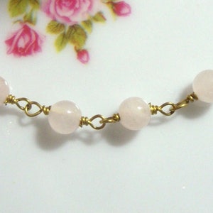 Rose Quartz Rosary Chain by the foot, Wire Wrapped 4mm Rose Quartz gemstone Chain