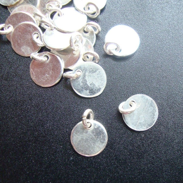 60 pcs - Pure Sterling Silver, Handmade 6mm disc with a 3mm open jump ring