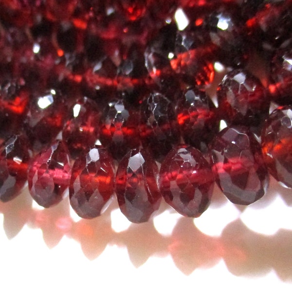 10 bead, 6-6.5 mm, AA+ Cherry Red Crimson Big Garnet Rondelles, Bright Shine Sparkles