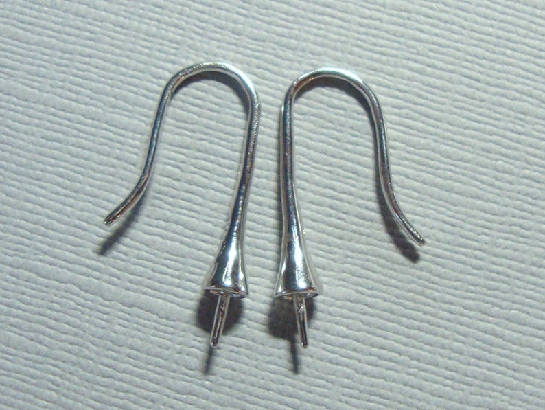 Rhodium Plated 925 Sterling Silver Earring French Hooks Cone Etsy