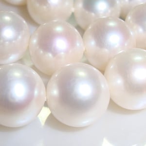 Fresh Water Pearl, 8-9 mm, AAA Natural Round Creamy Ivory White Freshwater Pearl, drilled side to side,Sample sale, 1087518