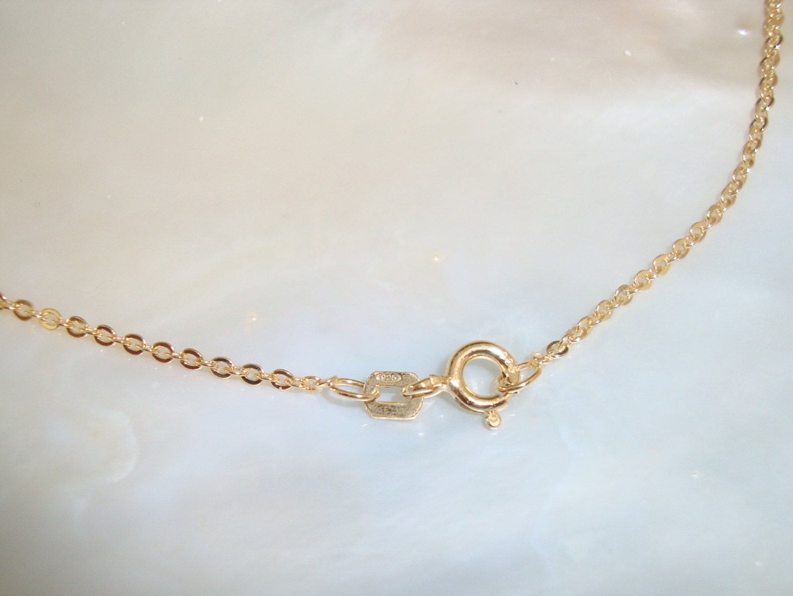 925 Sterling Silver 18K Gold Plated Cable Chain With Spring Etsy