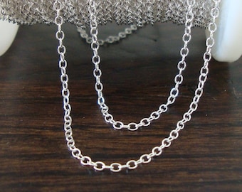 bulk 5 ft, 2x1.7mm link, 925 Sterling Silver Chain, Dainty Sturdy Cable Chain, medium weight,cb217
